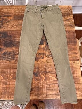 Anthropologie AG Abbey Ankle Women’s Olive Green Slim Straight Jeans